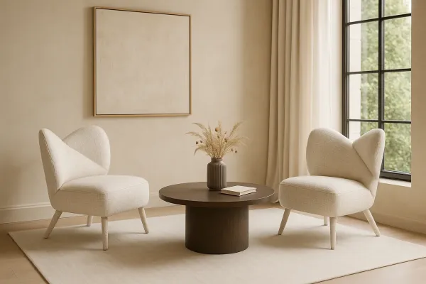 LivinHill Designové křeslo Leith lounge bouclé béžové