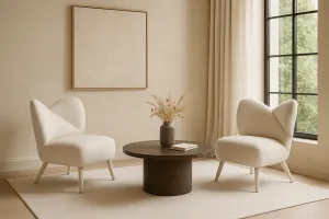 LivinHill Designové křeslo Leith lounge bouclé béžové