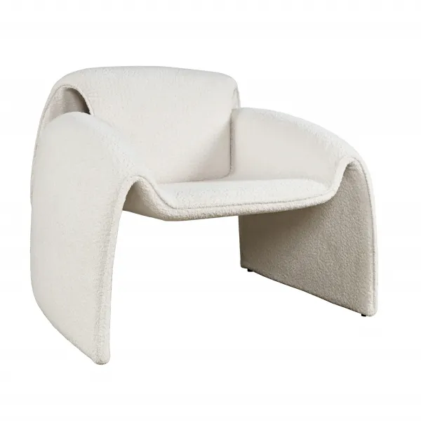 LivinHill Designové křeslo Leith bouclé bílé