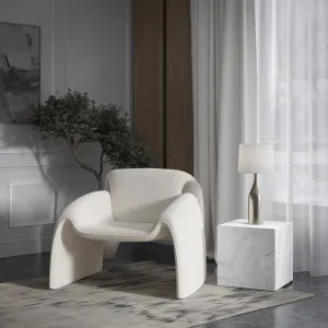 LivinHill Designové křeslo Leith bouclé bílé