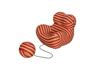 LivinHill Designové křeslo Nua s podnožkou béžové/červené