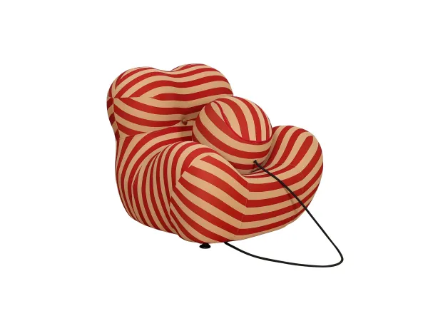 LivinHill Designové křeslo Nua s podnožkou béžové/červené