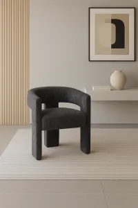LivinHill Designové čalouněné jídelní křeslo Leith černé