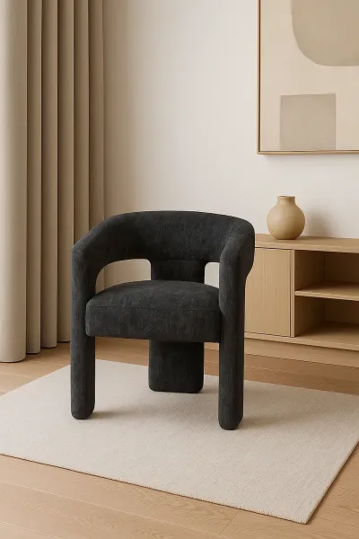 LivinHill Designové čalouněné jídelní křeslo Leith černé