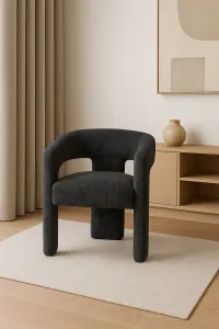 LivinHill Designové čalouněné jídelní křeslo Leith černé