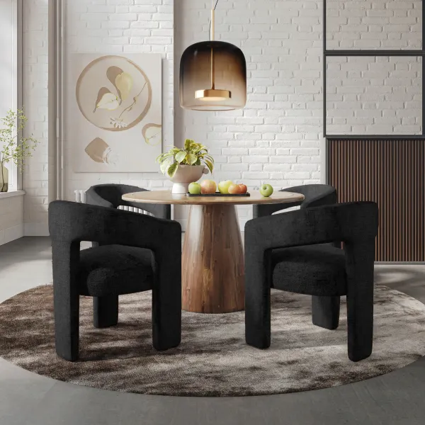 LivinHill Designové čalouněné jídelní křeslo Leith černé