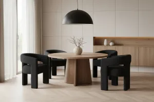 LivinHill Designové čalouněné jídelní křeslo Leith bouclé černé