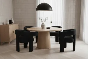 LivinHill Designové čalouněné jídelní křeslo Leith bouclé černé