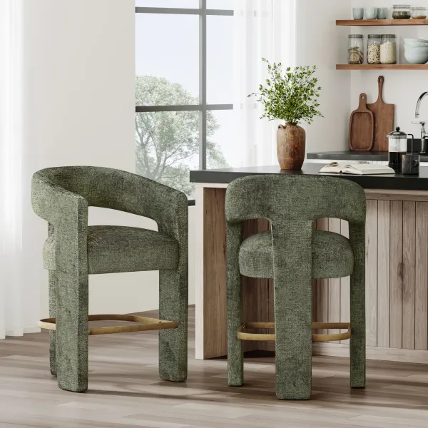 LivinHill Designová barová židle Leith olivová