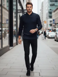Pánsky vlnený sveter modrý