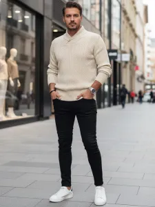 Atraktívny pánsky sveter béžový