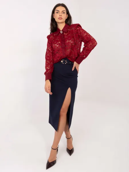 Čipkovaná blúzka v burgundy farbe