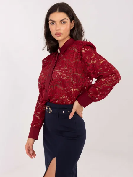 Čipkovaná blúzka v burgundy farbe