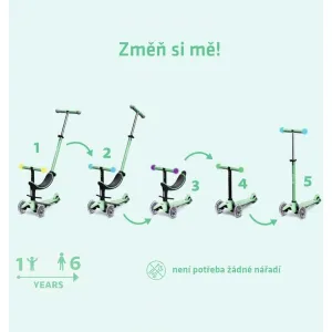 Micro MINI2 GROW DELUXE MAGIC LED Detská kolobežka, tyrkysová, veľkosť