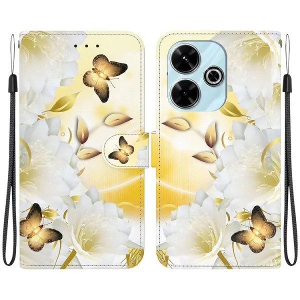 ART Peňaženkový kryt pre Xiaomi Redmi 13 GOLD BUTTERFLY