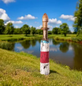 Gilde Dekorace Dřevěný maják, barevný, 70 cm