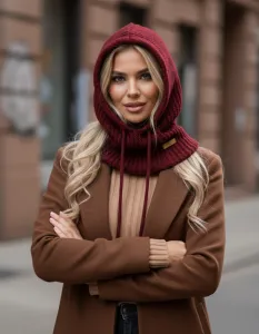 Lema Zimný dámsky kapucňový nákrčník 2v1 – módna balaclava (viac farieb) Farba: Ecru, Veľkosť: UNI