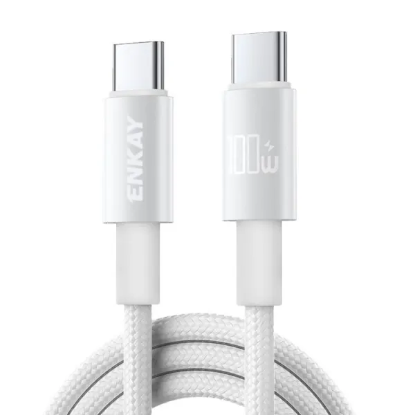 ENKAY PD100 Rýchlonabíjací USB-C kábel 100W 2m biely