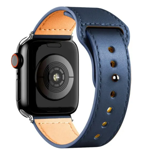 REVERSA Kožený remienok pre Apple Watch 44 / 45 / 46 / 49mm modrý