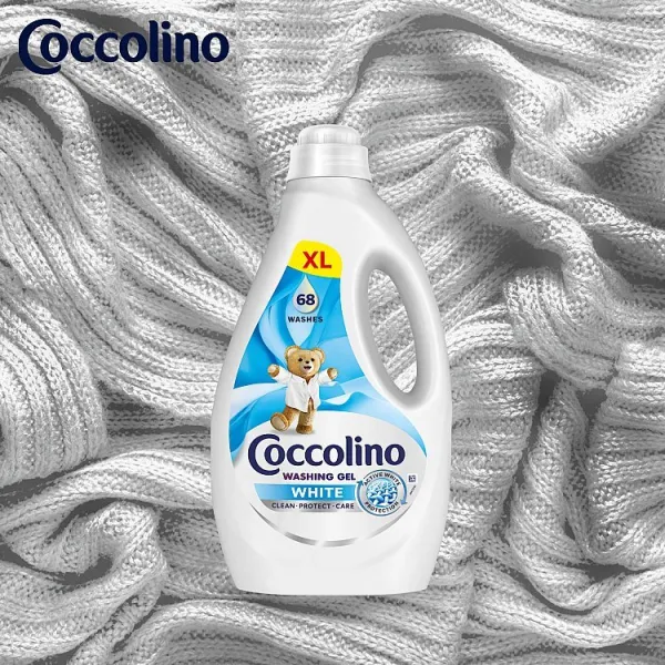 Coccolino Biele oblečenie tekutý prací prípravok 68 praní 2,72 l