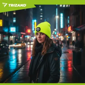 Trizand Čiapka s integrovanou čelovkou neónová | nabíjanie cez USB