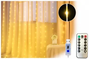 Ekspand Svetelný záves 300LED vianočné svetielka 3x3m girlanda na okno teplá biela
