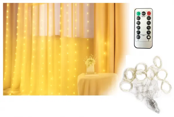 Ekspand Svetelný záves 300LED vianočné svetielka 3x3m girlanda na okno teplá biela