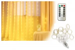 Ekspand Svetelný záves 300LED vianočné svetielka 3x3m girlanda na okno teplá biela