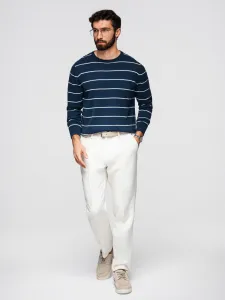 Ombre Casual men's sweater with horizontal stripes - navy blue
