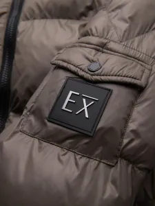 Ombre Warm men's puffer jacket with welts - dark beige