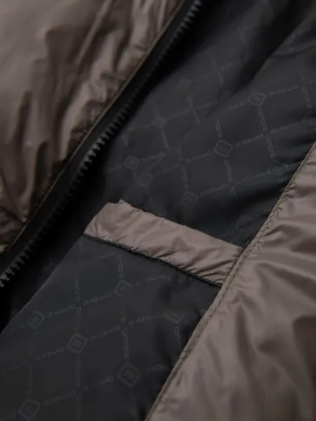 Ombre Warm men's puffer jacket with welts - dark beige