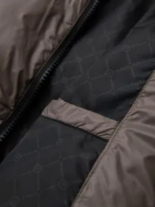 Ombre Warm men's puffer jacket with welts - dark beige