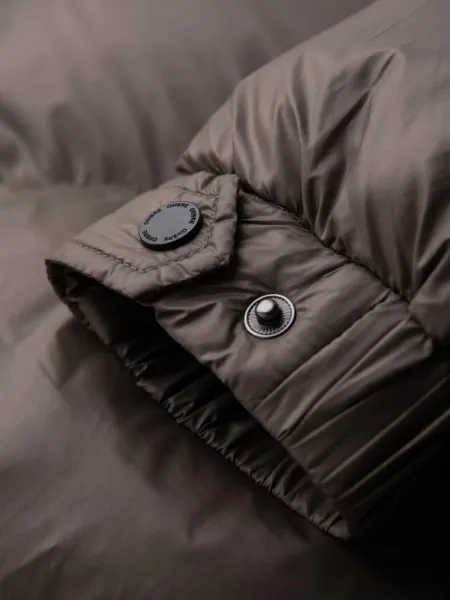 Ombre Warm men's puffer jacket with welts - dark beige