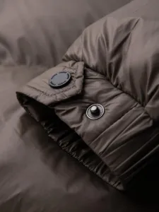 Ombre Warm men's puffer jacket with welts - dark beige