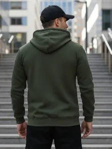 Pánska khaki mikina s kapucňou
