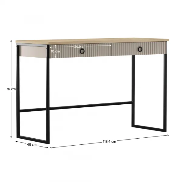 Toaletný stolík, sivohnedá Taupe/dub silverjack, DOMCA 2S