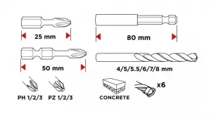 KompaktnásadavrtákovabitovGRAPHITE56H611–20-dielna