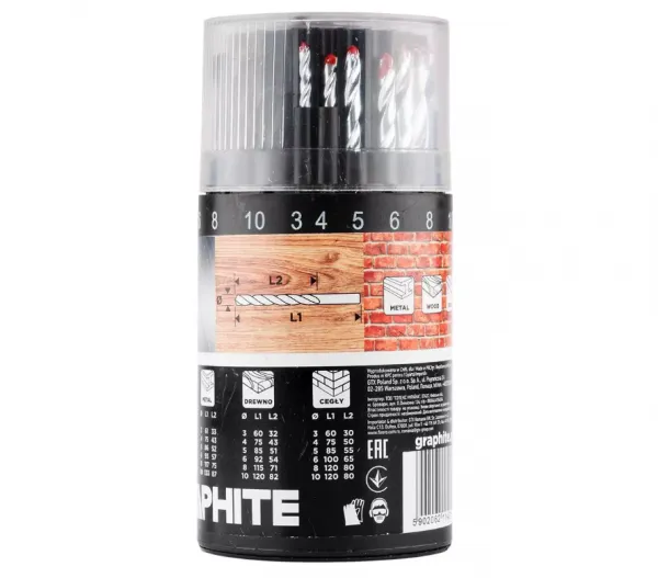 UniverzálnasadavrtákovGRAPHITE54T430–18ksprekov,drevoajtehlu