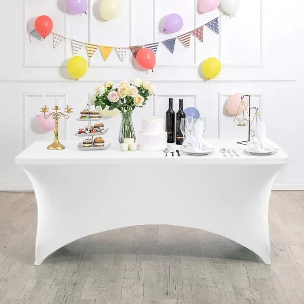 DomTextilu Bielyelastickýobrusnacateringovýstôl240cm 69104 biela