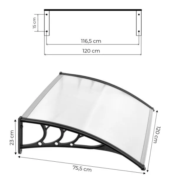 Strieškanadvchodovédvere–polykarbonátováŠírka:80cm|Dĺžka:150cm