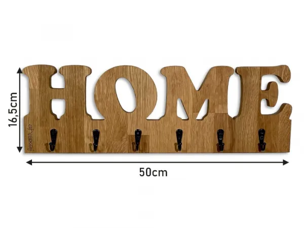 DubovýnástennývešiakzmasívuHOME–50x16,5cm
