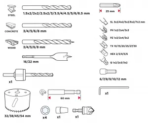 Univerzálnasadavrtákov,bitovanadstavcov56H621GRAPHITE-90kusov