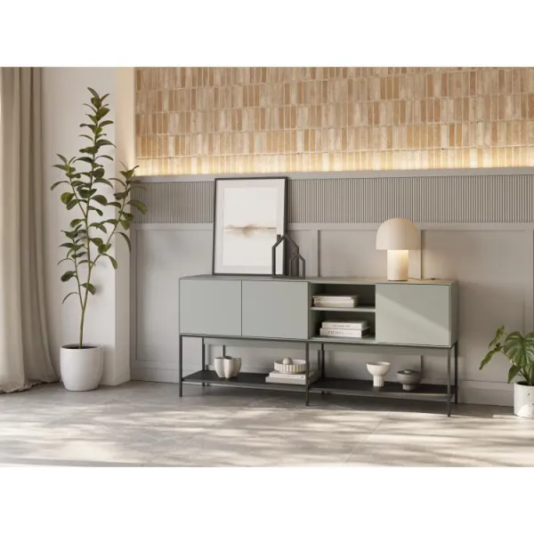 Komoda Houseland Amira 180 cm sivo-zelená