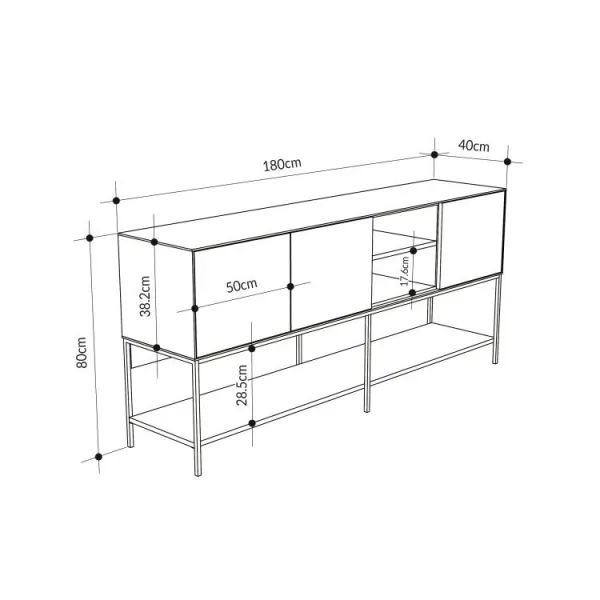 Komoda Houseland Amira 180 cm sivo-zelená