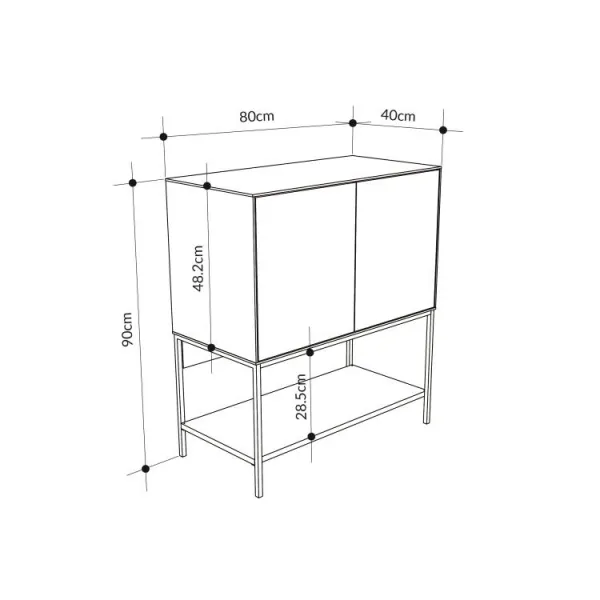 Komoda Houseland Amira 80 cm sivo-zelená