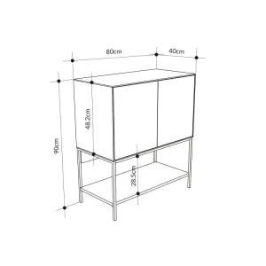 Komoda Houseland Amira 80 cm sivo-zelená