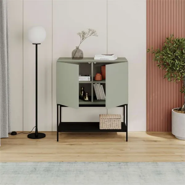 Komoda Houseland Amira 80 cm sivo-zelená