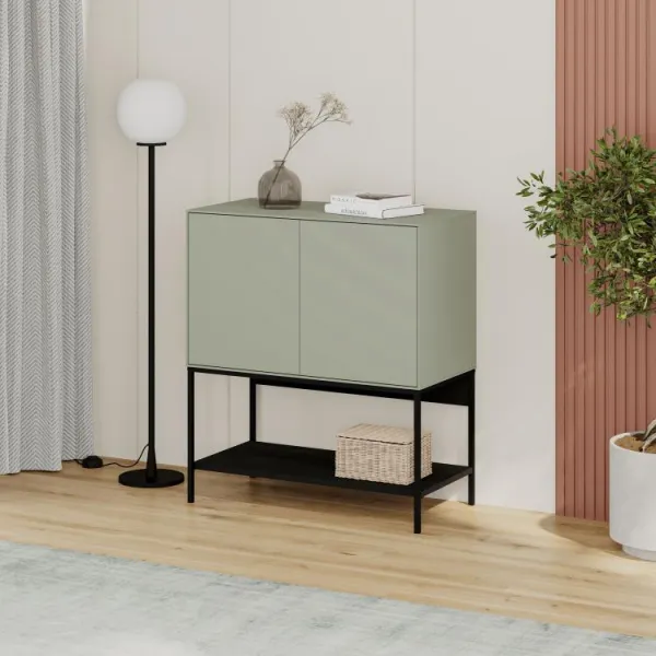 Komoda Houseland Amira 80 cm sivo-zelená