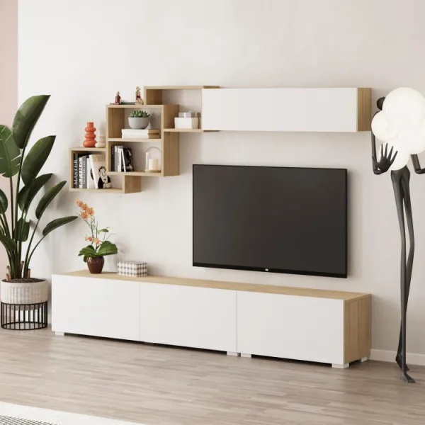 Moderná TV stena Houseland Free du zafírová/biela