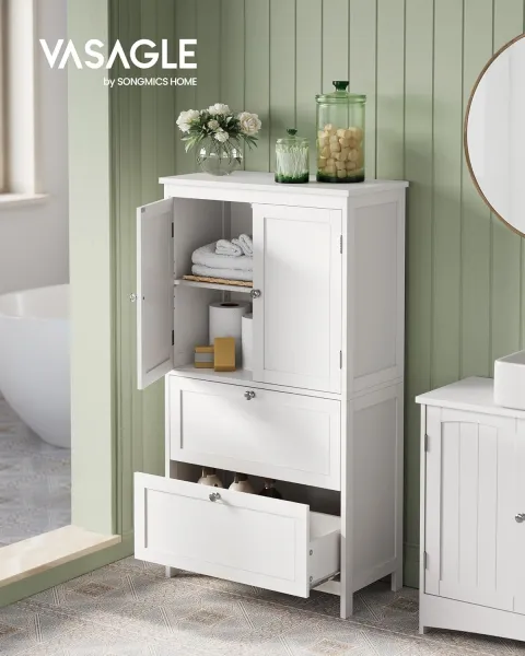 SONGMICS Kúpeľňová skrinka Vasagle Swede 110 cm biela